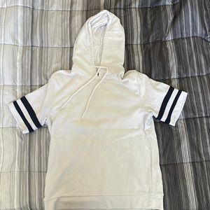 White short sleeve hoodie.